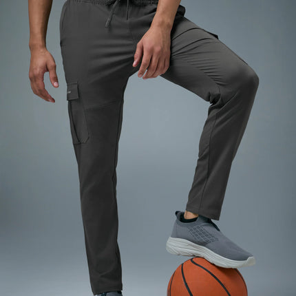 Men’s Solid Relax Fit Sports Cargo Trackpants with TS FLEXI Technology