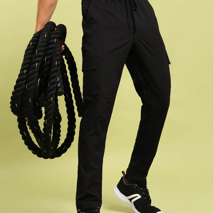 Men’s Solid Relax Fit Sports Cargo Trackpants with TS FLEXI Technology