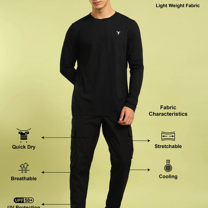Men’s Solid Relax Fit Sports Cargo Trackpants with TS FLEXI Technology