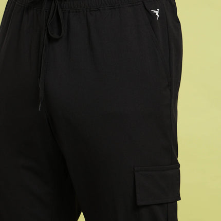 Men’s Solid Relax Fit Sports Cargo Trackpants with TS FLEXI Technology