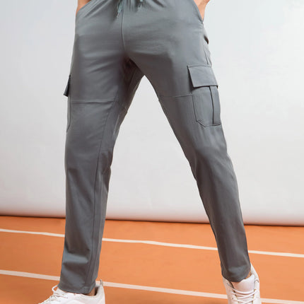 Men’s Solid Relax Fit Sports Cargo Trackpants with TS FLEXI Technology