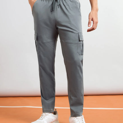 Men’s Solid Relax Fit Sports Cargo Trackpants with TS FLEXI Technology