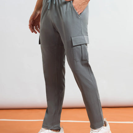Men’s Solid Relax Fit Sports Cargo Trackpants with TS FLEXI Technology