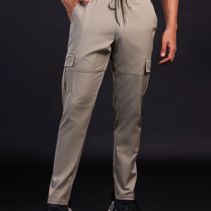 Men’s Solid Relax Fit Sports Cargo Trackpants with TS FLEXI Technology