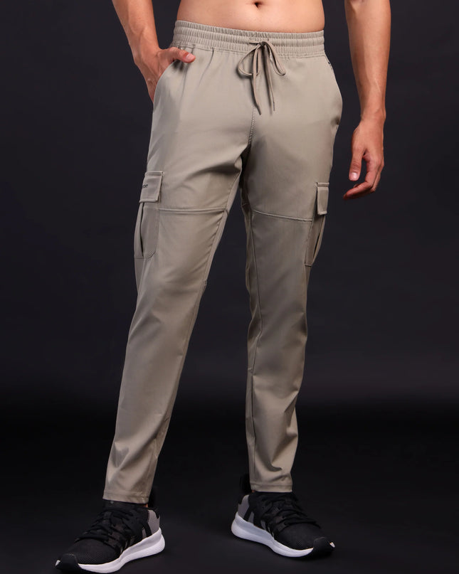 Men’s Solid Relax Fit Sports Cargo Trackpants with TS FLEXI Technology