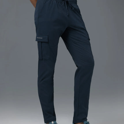 Men’s Solid Relax Fit Sports Cargo Trackpants with TS FLEXI Technology