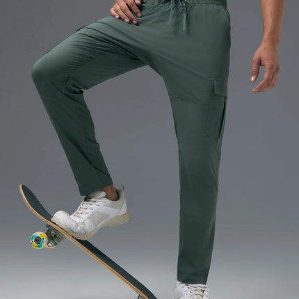 Men’s Solid Relax Fit Sports Cargo Trackpants with TS FLEXI Technology