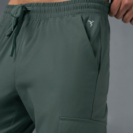 Men’s Solid Relax Fit Sports Cargo Trackpants with TS FLEXI Technology