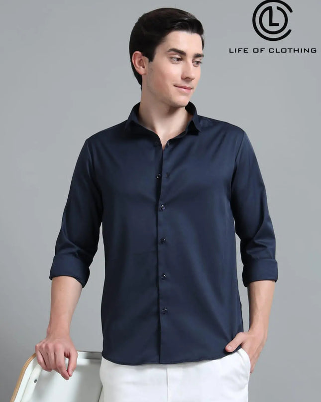 Men’s Satin Korean Lycra Comfort Fit Full Sleeve Shirt | Life of Clothing