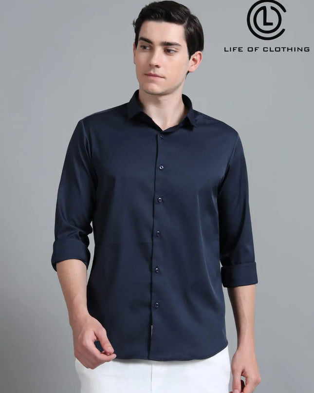 Men’s Satin Korean Lycra Comfort Fit Full Sleeve Shirt | Life of Clothing