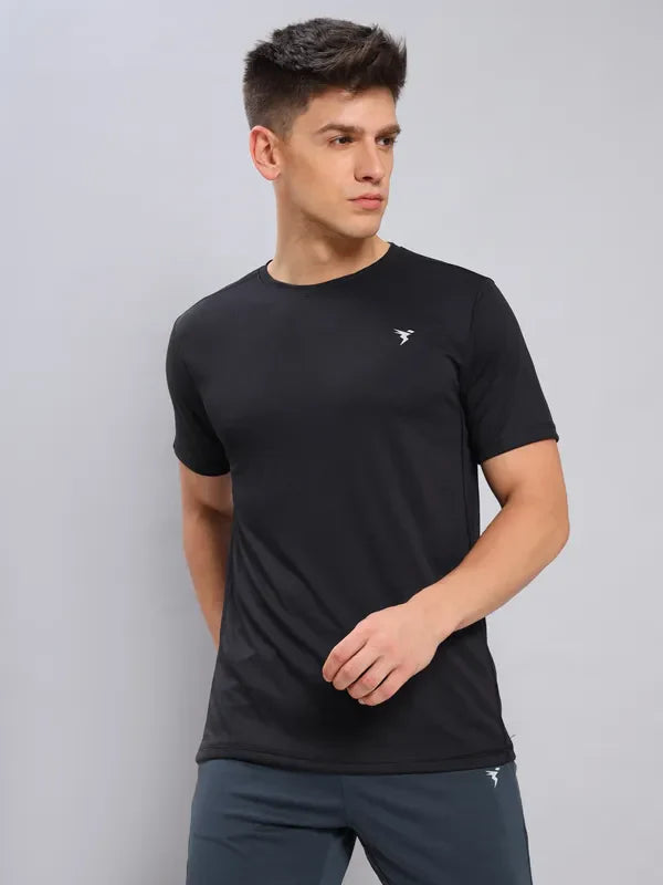 Man wearing a Technosport black t-shirt 