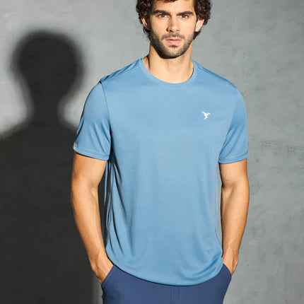 Men’s Solid Slim Fit Crew Neck T-Shirt with Advanced TECHNO COOL+ Fabric