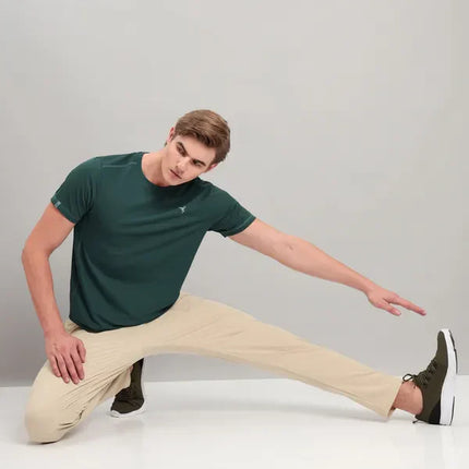 Men’s Solid Slim Fit Crew Neck T-Shirt with Advanced TECHNO COOL+ Fabric