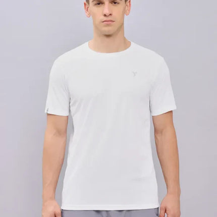 Men’s Solid Slim Fit Crew Neck T-Shirt with Advanced TECHNO COOL+ Fabric