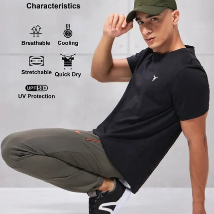 Men’s Solid Slim Fit Crew Neck T-Shirt with COTFLEX Innovation