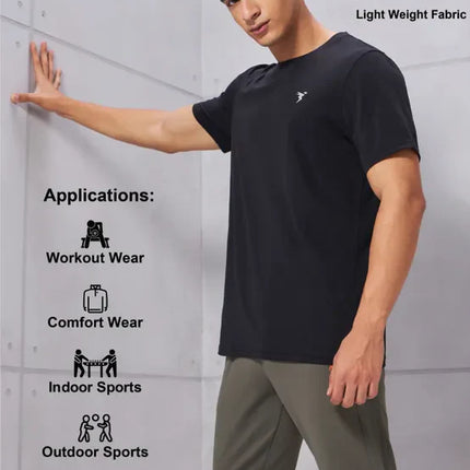 Men’s Solid Slim Fit Crew Neck T-Shirt with COTFLEX Innovation